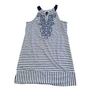 Cabana Life Striped Sleeveless Dress with Beaded Detail